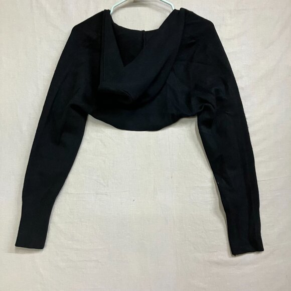 NWT Wild Fable Women's Black Hooded Cropped Sweater Shrug Long Sleeve - Picture 7 of 12